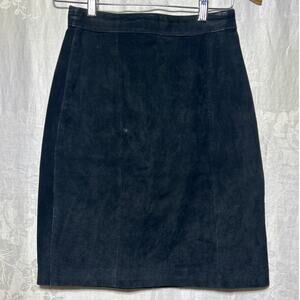 Cayenne Vintage Suede Pencil Skirt 3 4 Black Leather Lined Back Slit